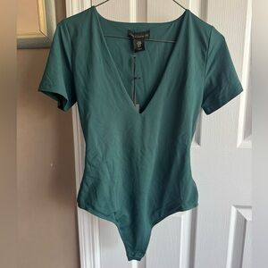 House of Harlow 1960 Teal V-Neck Bodysuit